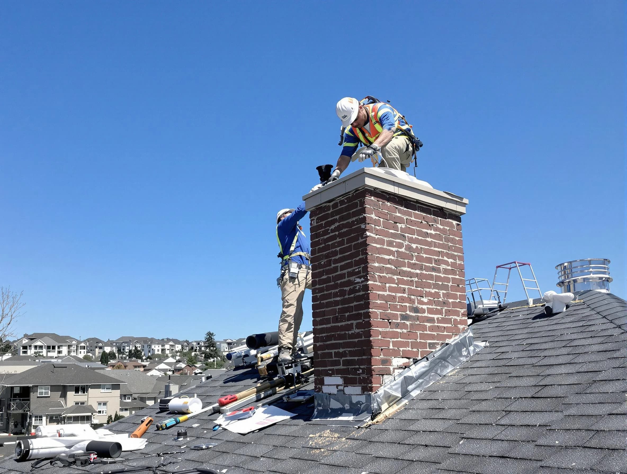 Mesa Chimney Sweep repairing a chimney crown in Mesa, AZ