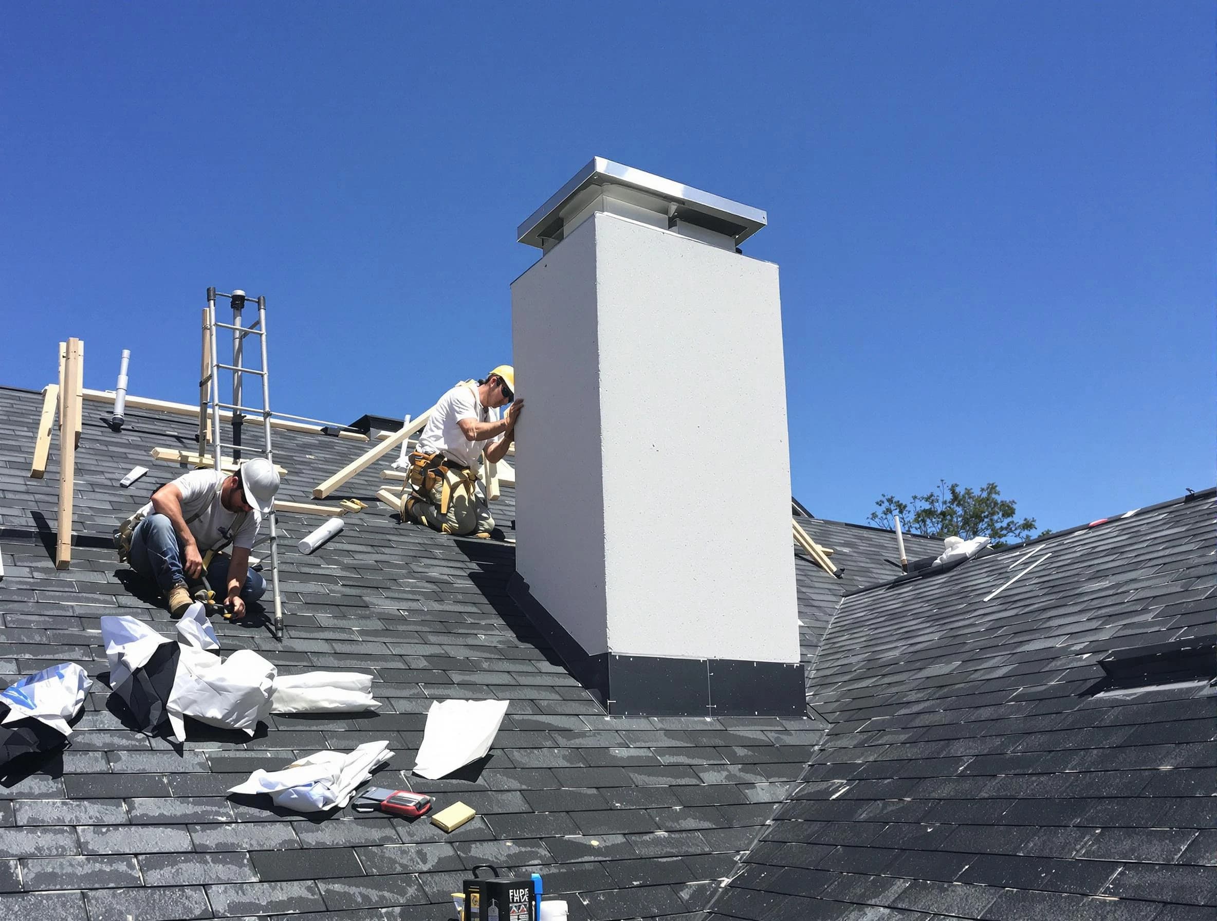Mesa Chimney Sweep crew installing a new chimney in Mesa, AZ