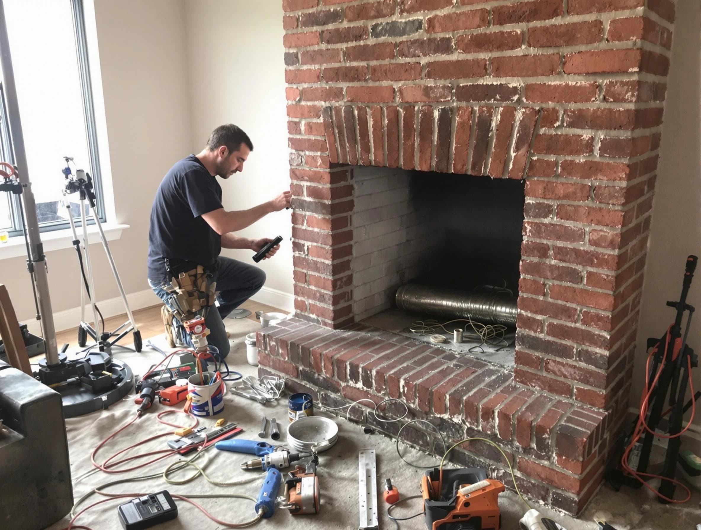 Mesa Chimney Sweep specialist finalizing chimney liner service in Mesa, AZ