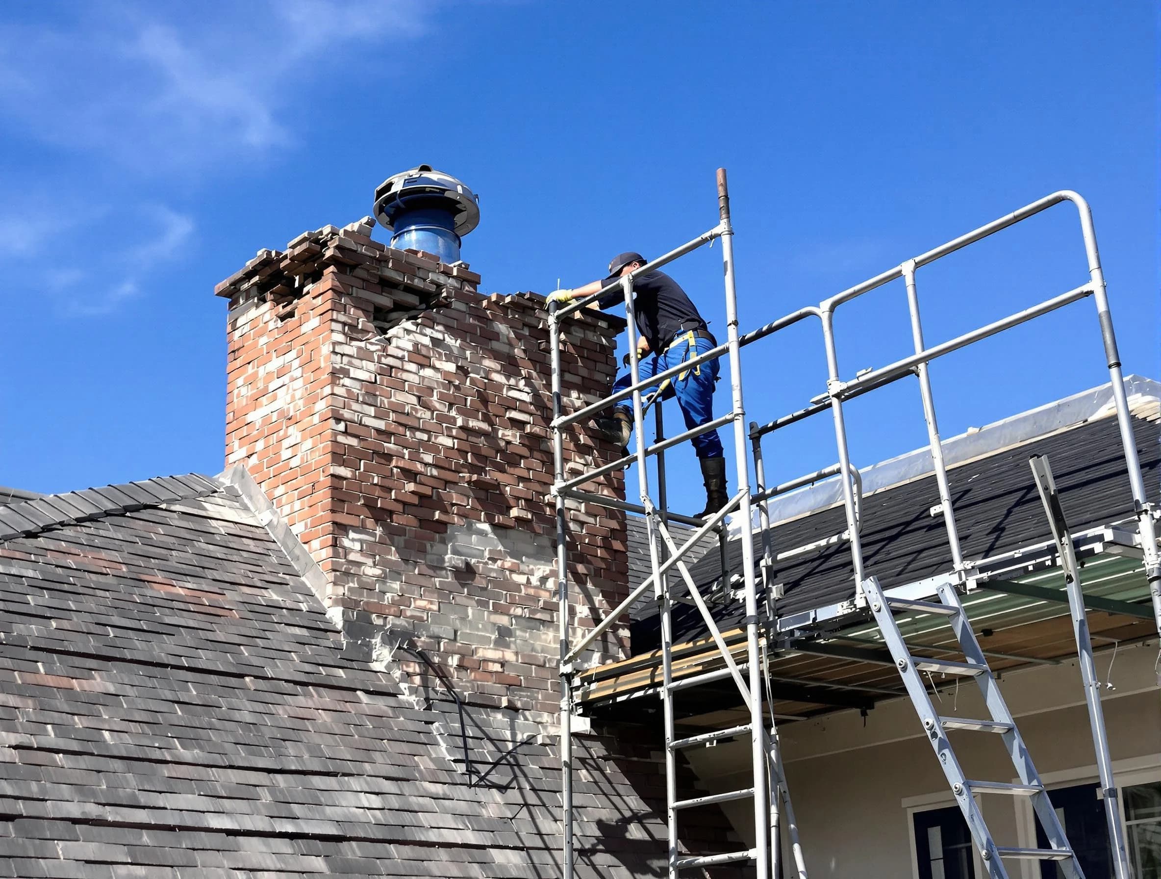 Rebuilding a chimney structure by Mesa Chimney Sweep in Mesa, AZ