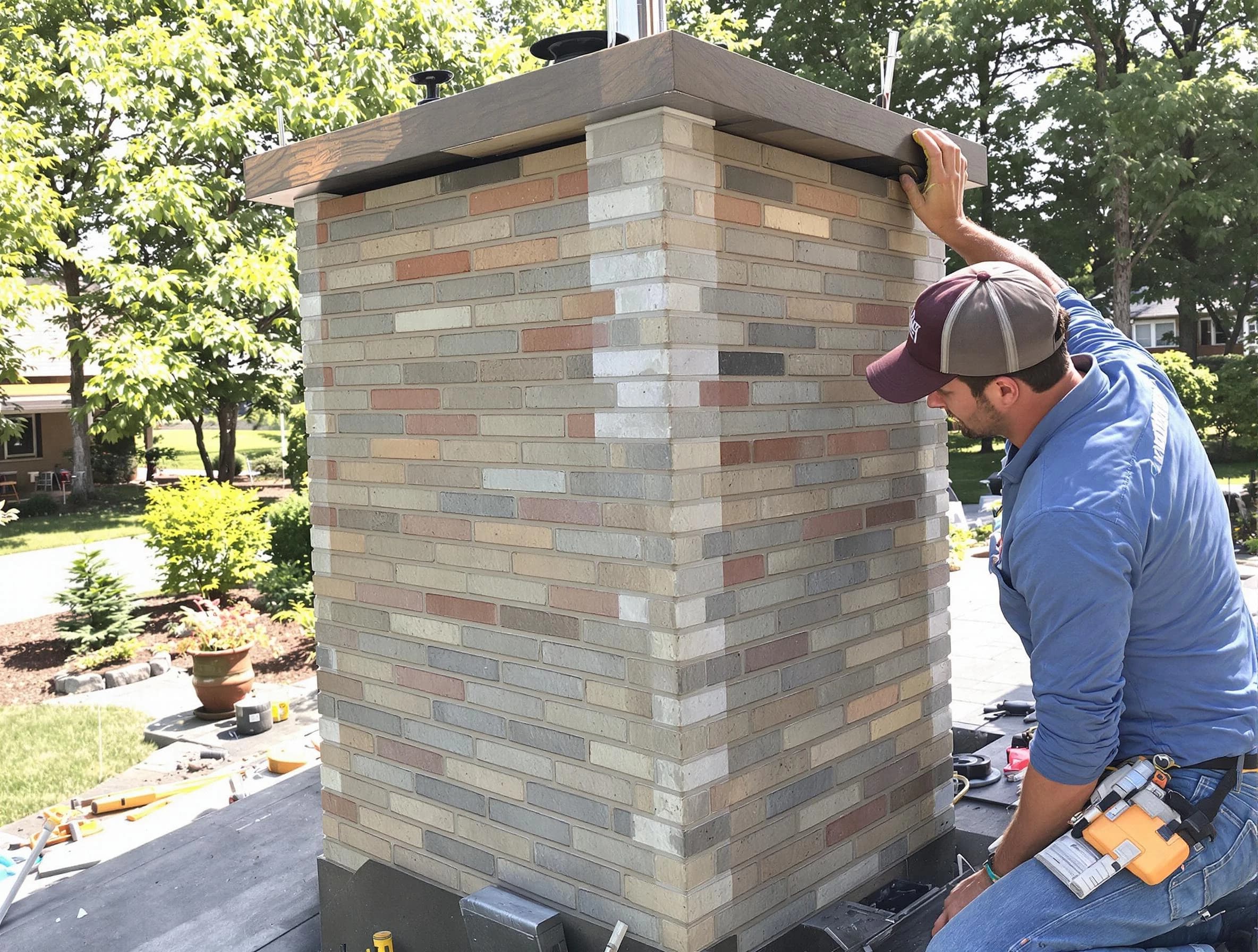 Mesa Chimney Sweep completing a modern chimney remodel in Mesa, AZ