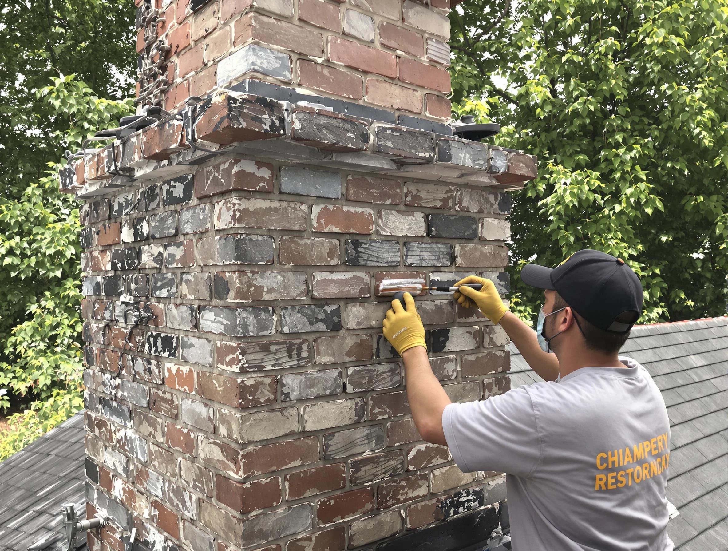In-progress chimney restoration by Mesa Chimney Sweep in Mesa, AZ