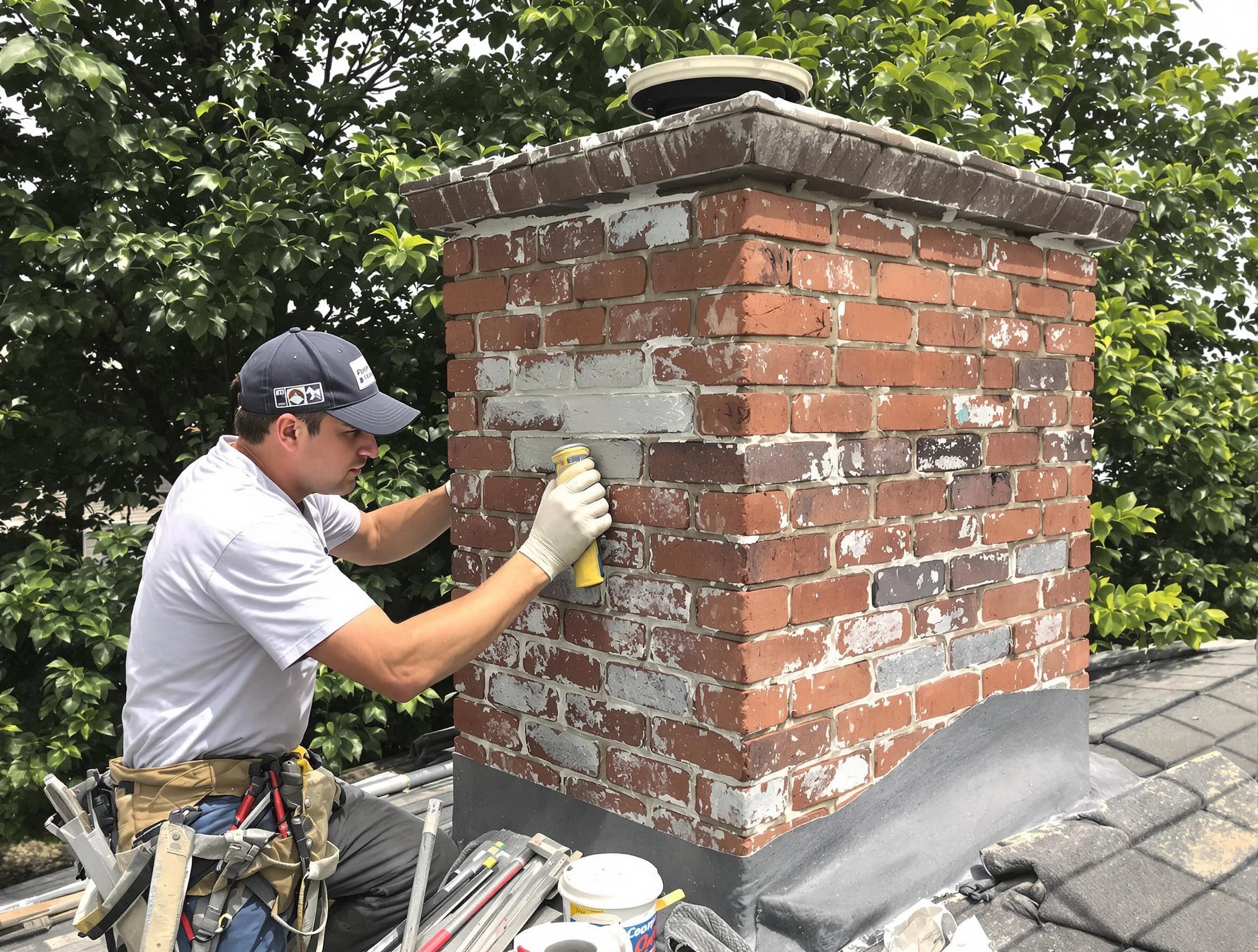 Mesa Chimney Sweep restoring an aging chimney in Mesa, AZ