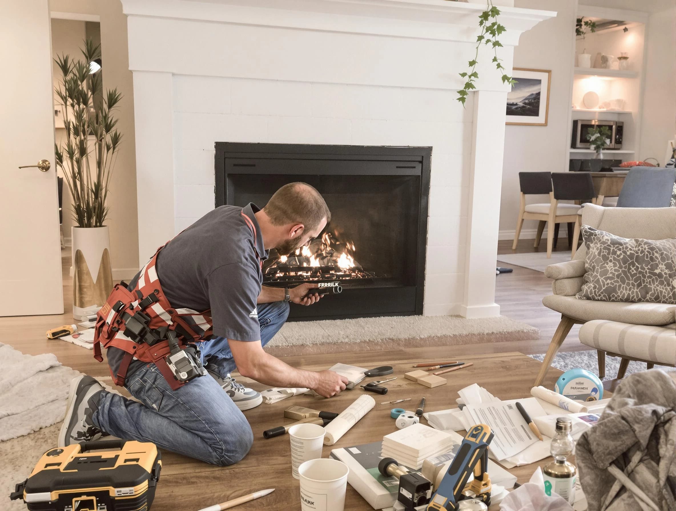 Mesa Chimney Sweep performing fireplace repair in Mesa, AZ