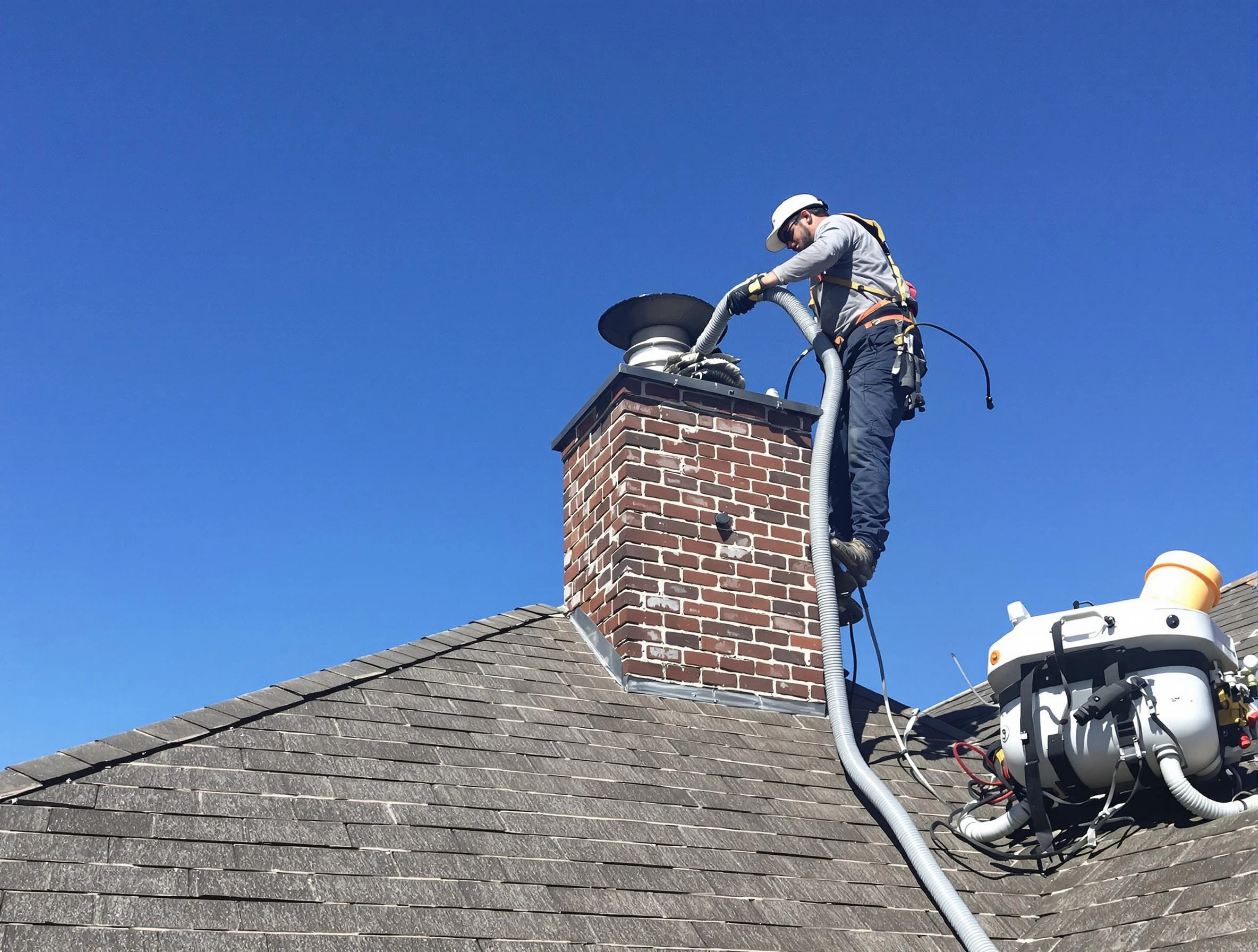 Dedicated Mesa Chimney Sweep team member cleaning a chimney in Mesa, AZ