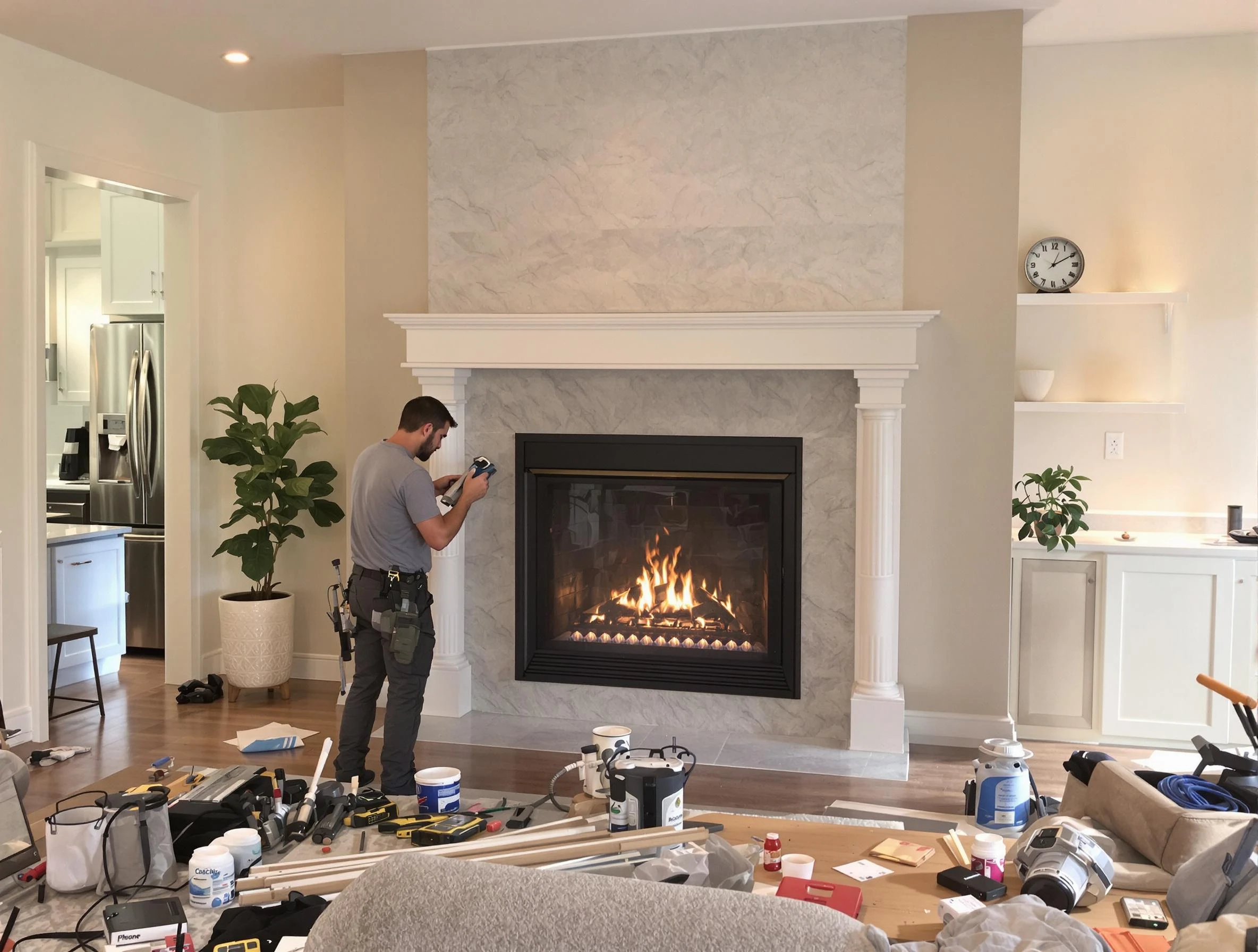 Newly installed fireplace by Mesa Chimney Sweep in Mesa, AZ
